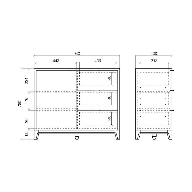 Комод Case CS029 хвоя RAL 6009