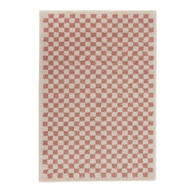 Ковер с шахматным принтом Eras 160 x 230 см розовый