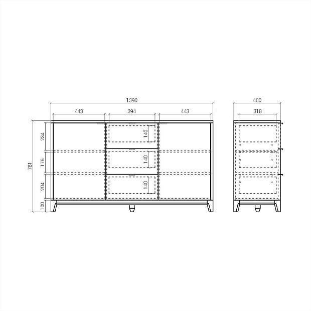 Комод Case CS048 Дуб тобакко, серый шёлк RAL7044