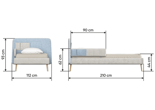 Кровать подростковая Soft (бежевый/голубой) 90*200 см