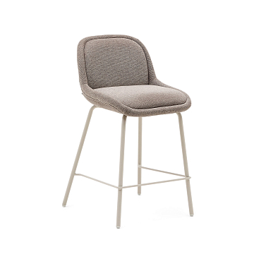 Полубарный стул Aimin из светло-коричневой синели с бежевыми стальными ножками