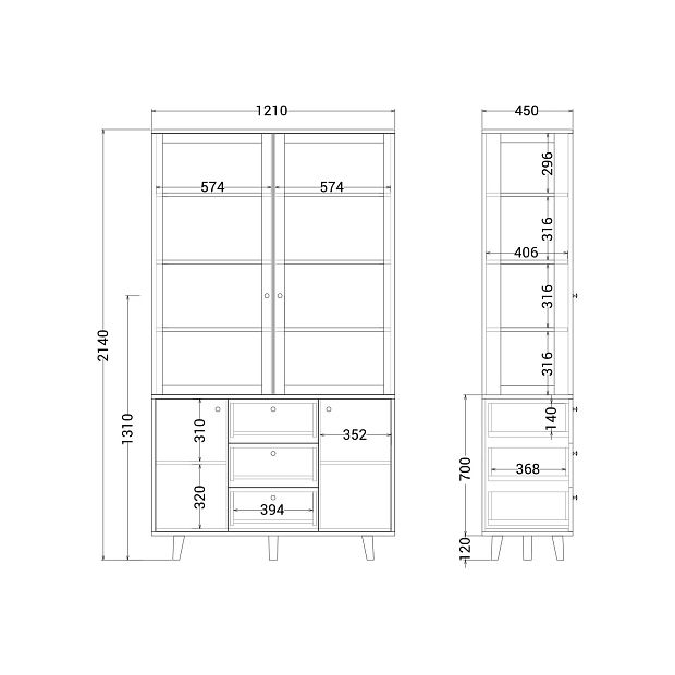 Буфет TW185 Дуб тобакко, сланец RAL 7015