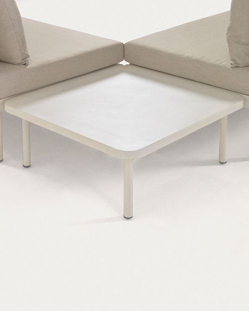 Угловой алюминиевый диван Zaltana с белой матовой отделкой 164 см