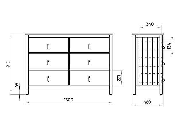 Комод Wood 6 ящиков (белый)