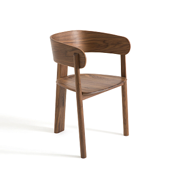 Кресло для столовой из орехового дерева Marais дизайн Э Галлина каштановый