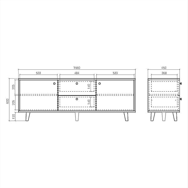 Тумба под ТВ Twin TW069 Темный дуб, бежевый Ral 1019