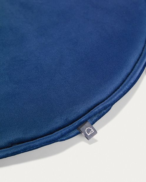 Круглая бархатная подушка на стул Rimca синяя 35 см