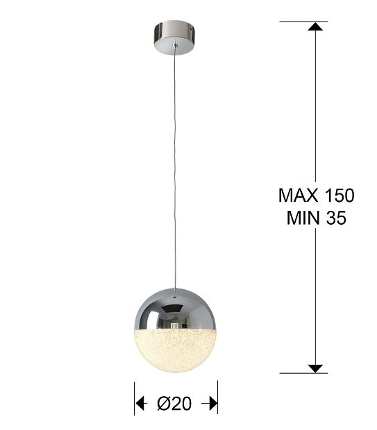 Подвесной светильник Sphere 1L LED Ø20 хром