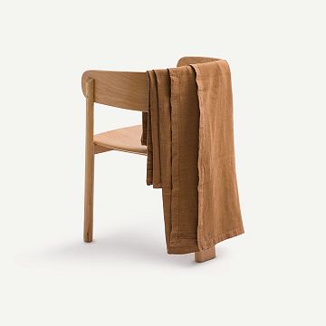 Толстый льнянй плед Boreo 140 x 190 см каштановый