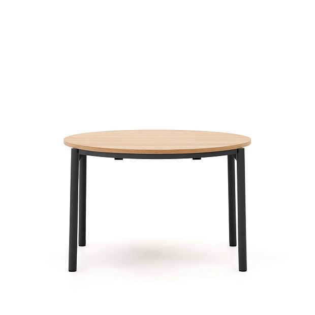 Montuiri раздвижной круглый стол из дубового шпона с черными ножками