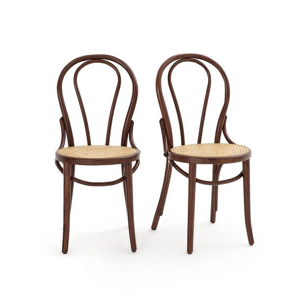Комплект из 2 стульев с плетеным сиденьем Bistro единый размер каштановый