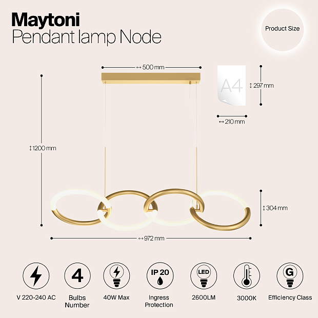 Подвесной светильник Maytoni MOD165PL-L40G3K