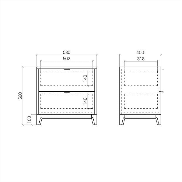 Прикроватная тумба Case CS012 Темный дуб, платиновый RAL 7036