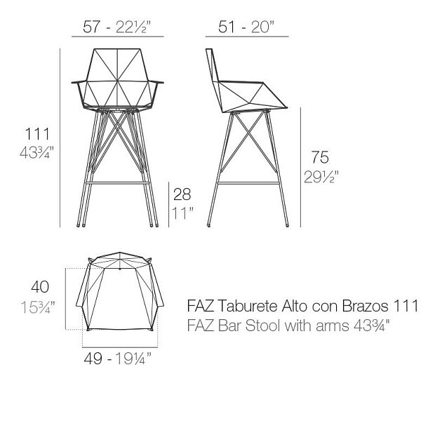 Барный стул с подлокотниками Faz