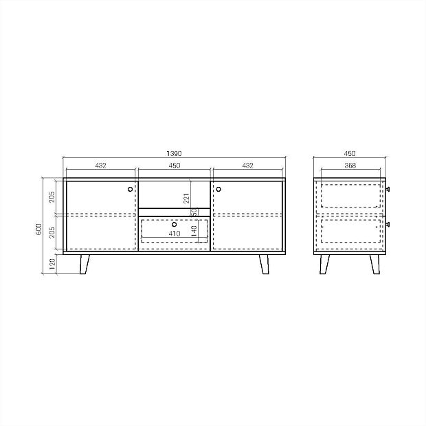 Тумба под ТВ TW047 Дуб тобакко, хвоя RAL 6009