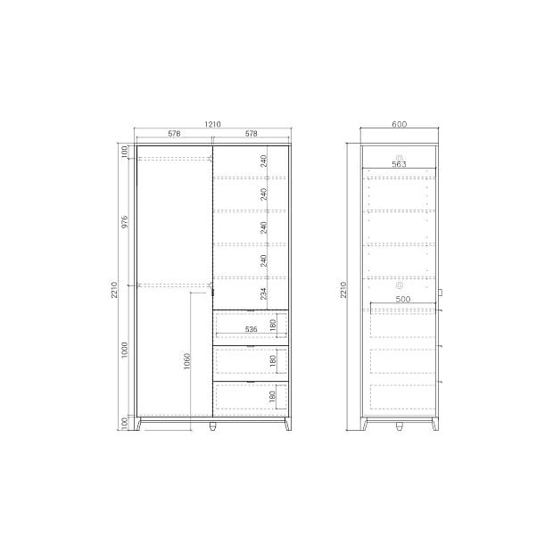 Шкаф Case CS218 Дуб тобакко, дымчатый кварц RAL 7039