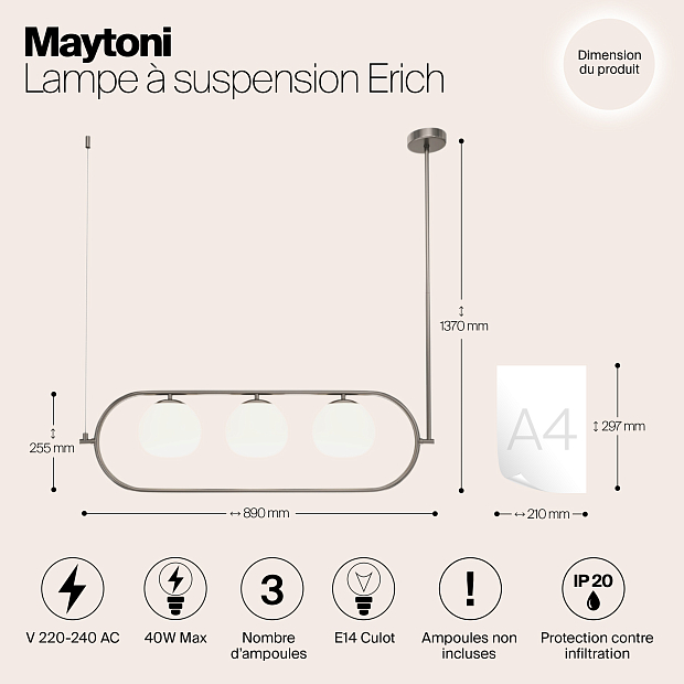 Подвесной светильник Maytoni MOD221PL-03N