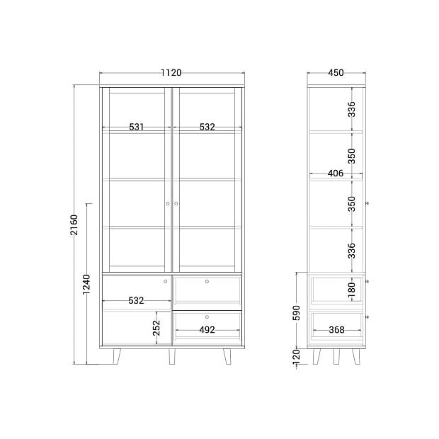 Витрина Twin TW171 Дуб натуральный, тёплый песок WCP 083