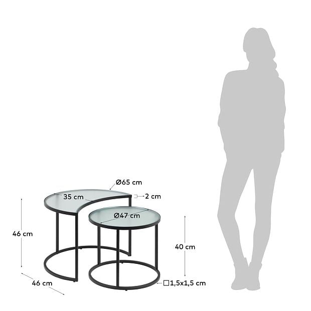Набор из 2 приставных столиков Bast Ø 65 cm / Ø 47 cm