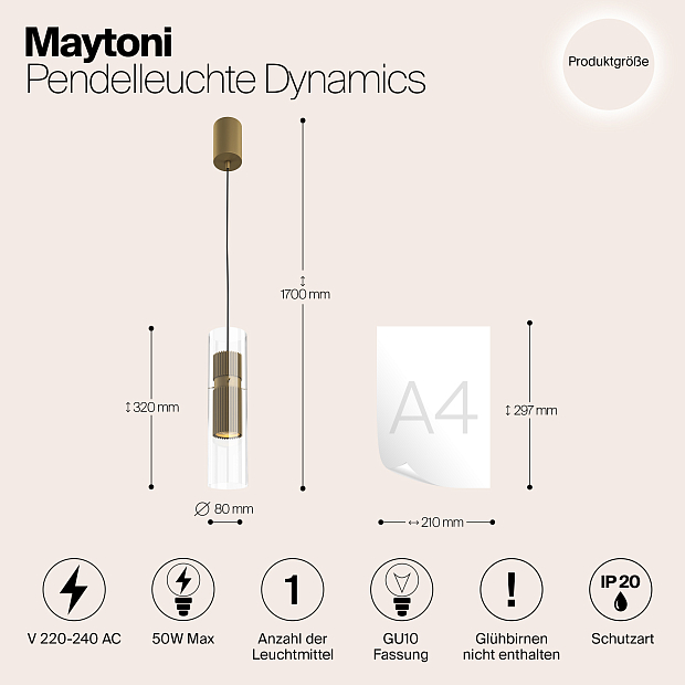 Подвесной светильник Maytoni MOD326PL-01MG