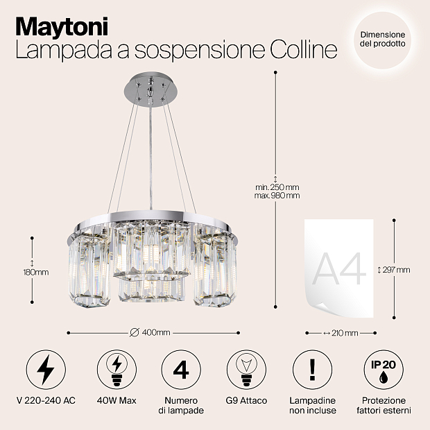 Подвесная люстра Maytoni Colline MOD083PL-04CH