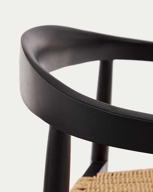 Ydalia Садовый стул из черного тика и натуральной веревки