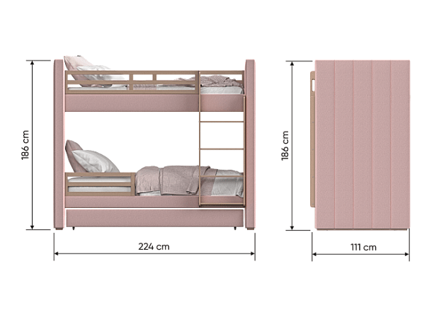 Кровать двухъярусная Cosy (розовый)