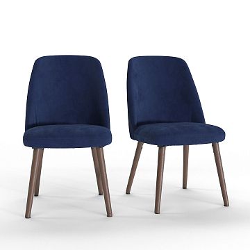 Комплект из 2 стульев из велюра и орехового дерева WATFORD синий