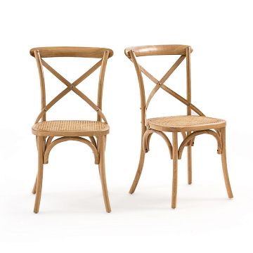 Комплект из 2 стульев из дуба и плетеного ротанга Cedak единый размер каштановый