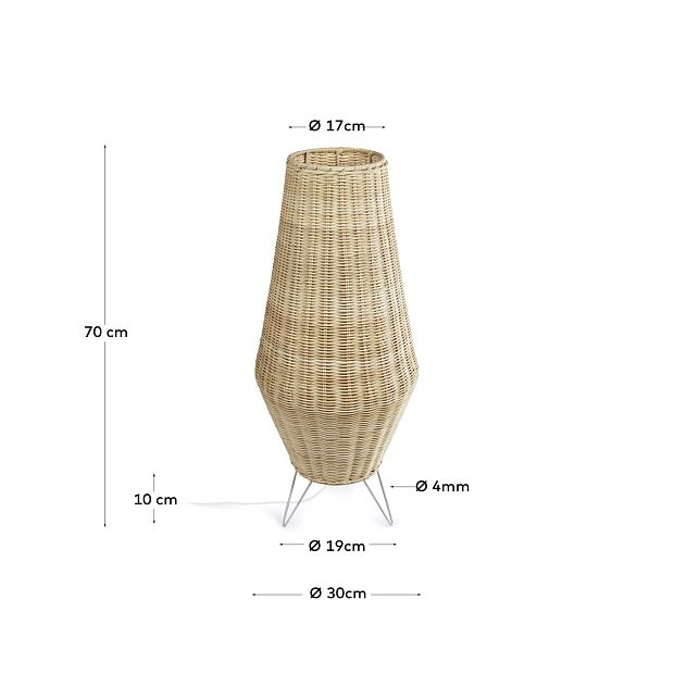 Настольная лампа из ротанга Kamaria среднего размера с натуральной отделкой