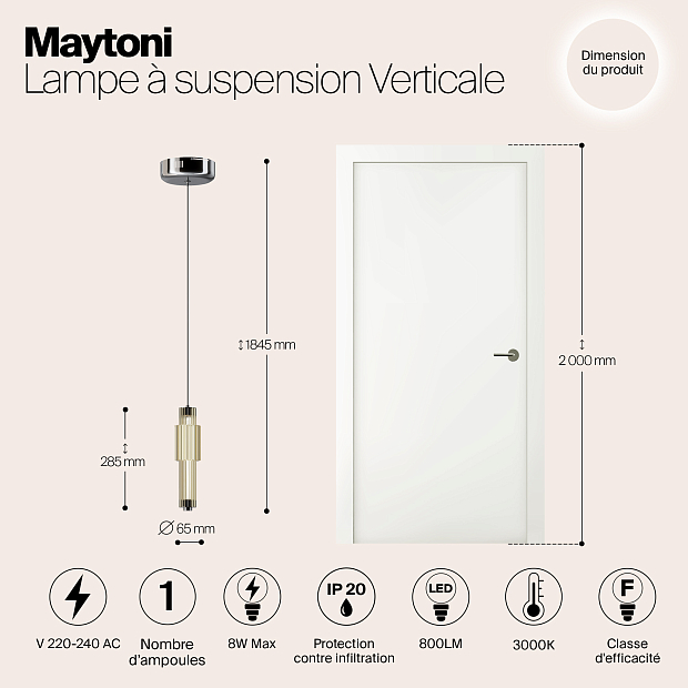 Подвесной светодиодный светильник Maytoni Verticale MOD308PL-L9CG3K