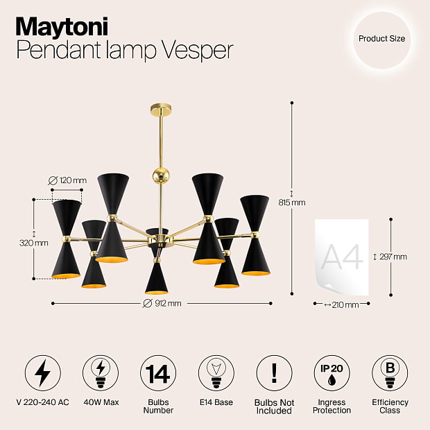 Подвесная люстра Maytoni Vesper MOD108PL-14GB