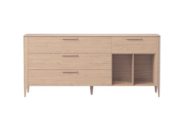 Тумба Type oak 4 ящика 2 полки ширина 180 см (беленый дуб)