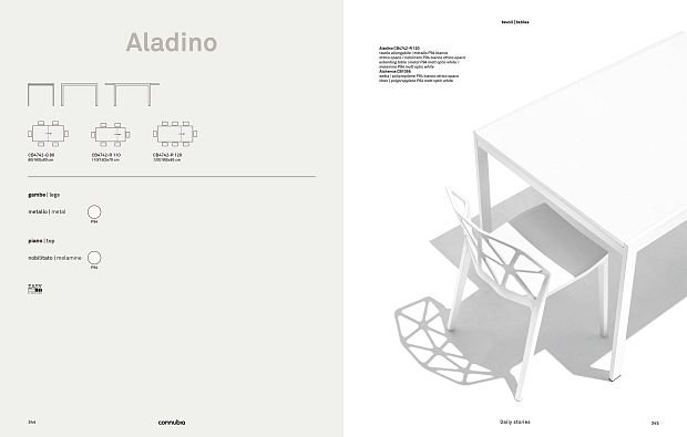 Обеденный стол Aladino раздвижной металл/ламинат 110 см