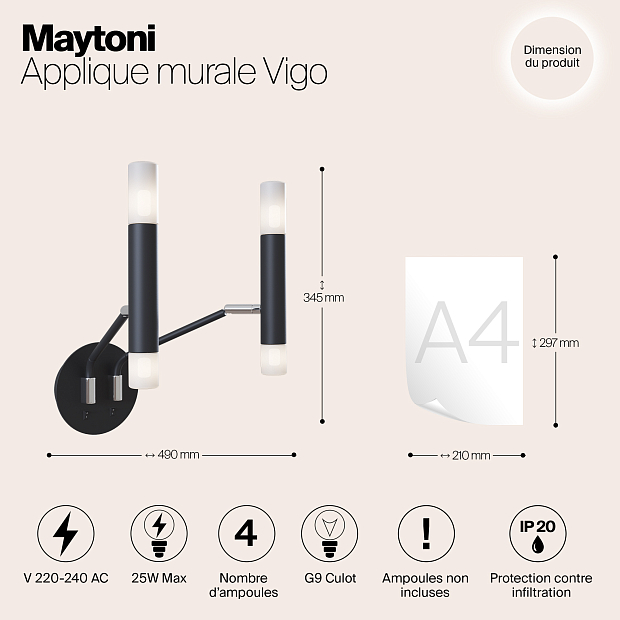 Бра Maytoni Vigo MOD620WL-04B