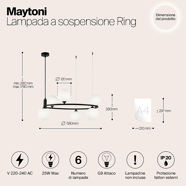 Подвесная люстра Maytoni Ring MOD013PL-06B