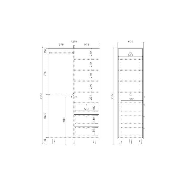 Шкаф Twin TW218 Темный дуб, бордо RAL 3007