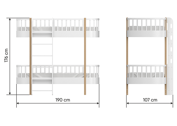 Кровать двухъярусная Classic фронтальная лестница (молочный)