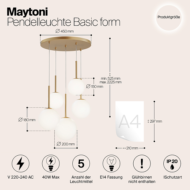 Подвесной светильник Maytoni MOD321PL-05G1