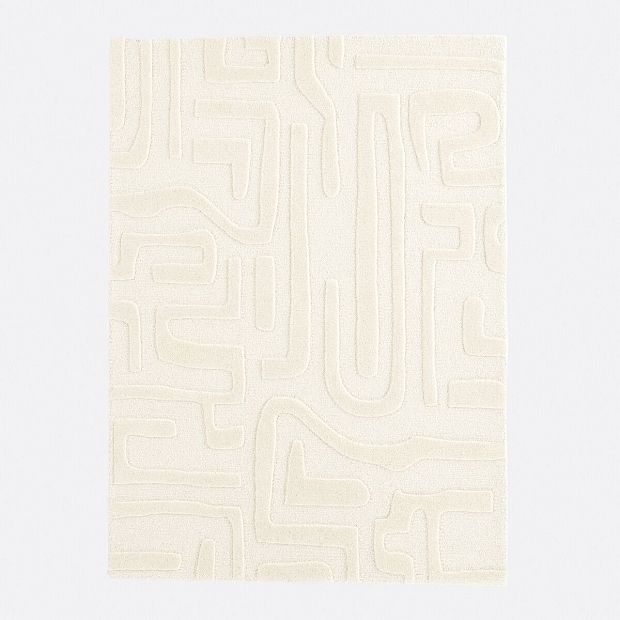 Ковер с графическим узором 100 шерсть Melko 200 x 290 см бежевый