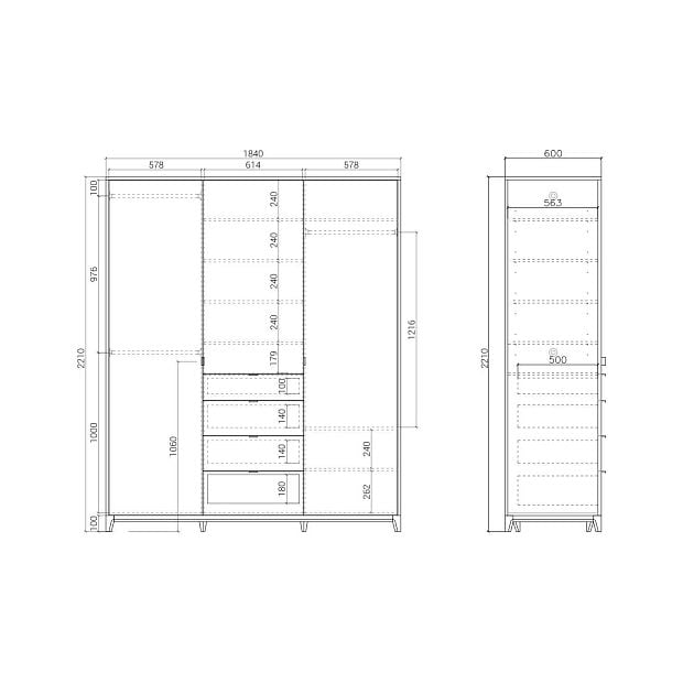 Шкаф CS226 Темный дуб, туман RAL 7040