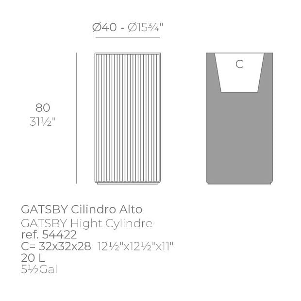 Кашпо Gatsby cylinder ø40x80