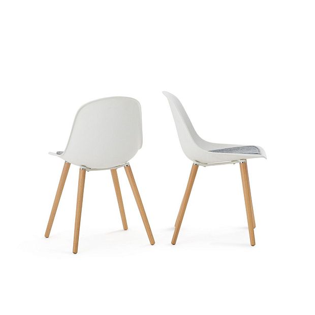 2 стула с деревянными ножками и пластиковым сидением Wapong белый