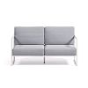 Превью Comova Уличный 2-местный диван сине-серый с белым алюминиевым каркасом 150 см