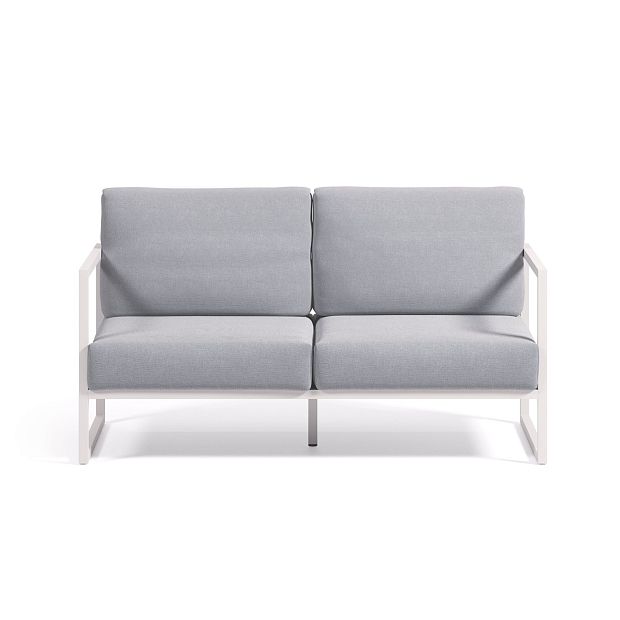 Comova Уличный 2-местный диван сине-серый с белым алюминиевым каркасом 150 см