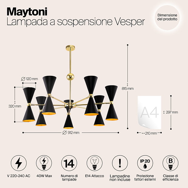 Подвесная люстра Maytoni Vesper MOD108PL-14GB