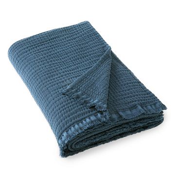 Плед из хлопчатобумажной газовой ткани Liso 130 x 170 см синий