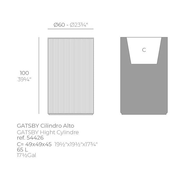 Кашпо Gatsby cylinder ø60x100