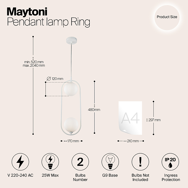 Подвесной светильник Maytoni Ring MOD013PL-02W