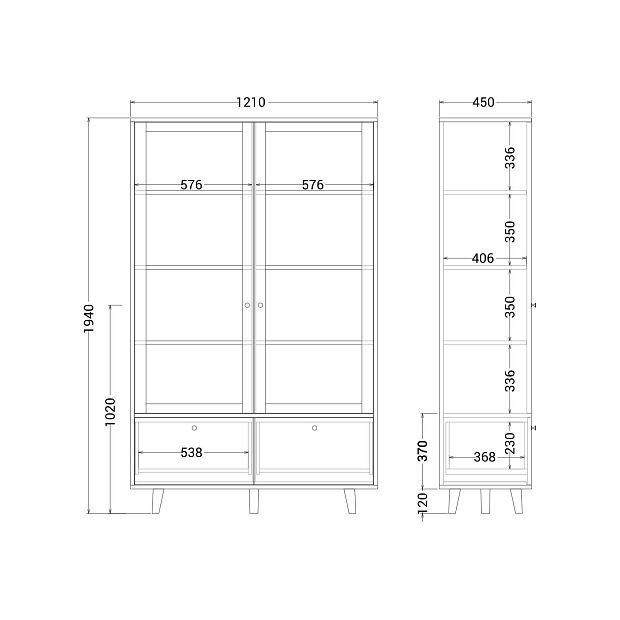 Витрина TW177 Дуб тобакко, хвоя RAL 6009